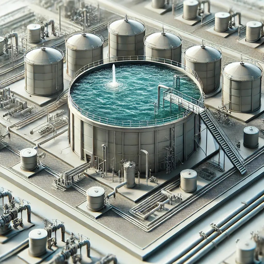 DALL·E 2024-10-09 15.48.21 - A detailed image of a water storage system, showing large, clean water tanks or reservoirs used for storing drinking water. The tanks should be made o